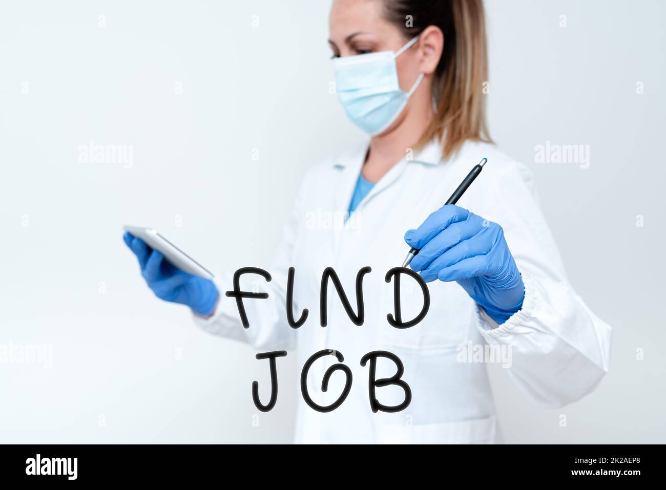 Textüberschrift für „Job suchen“. Geschäftsvorführung ein Akt der Person, um Arbeit zu finden oder zu suchen, die für seinen Beruf geeignet ist, demonstriert Medizintechnik präsentiert neue wissenschaftliche Entdeckungen Stockfoto