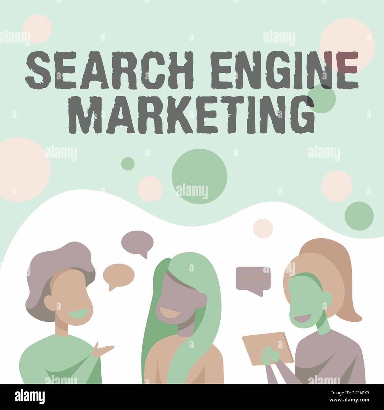 Textüberschrift für Suchmaschinenmarketing. Geschäftsübersicht Online-digitale Optimierung und Ranking von Websites Happy Friends Talking together Happy Conversation With Fun Conversation. Stockfoto