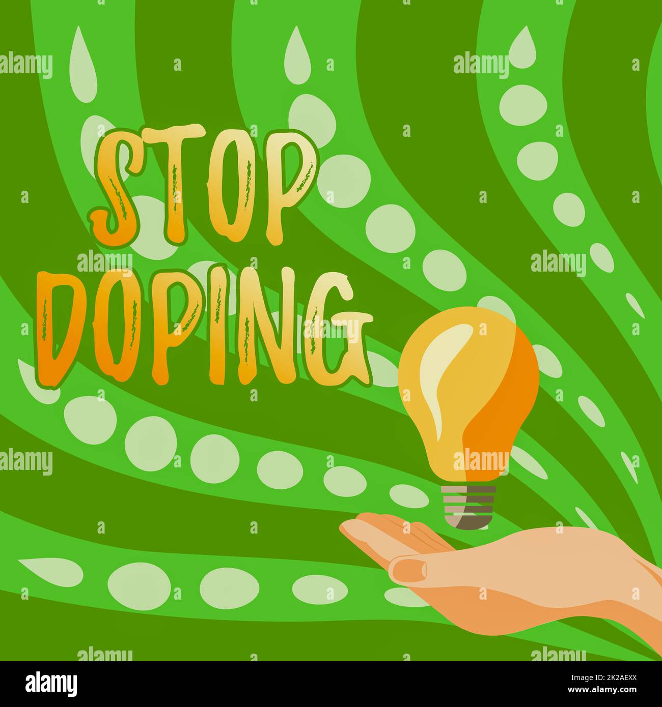 Textzeichen mit „Stop Doping“ (Doping stoppen). Geschäftsidee nicht verwenden verbotene sportliche Leistung verbessern Drogen Frauenhändchenlampe mit formellem Outfit präsentieren neue Ideen für Projekt Stockfoto