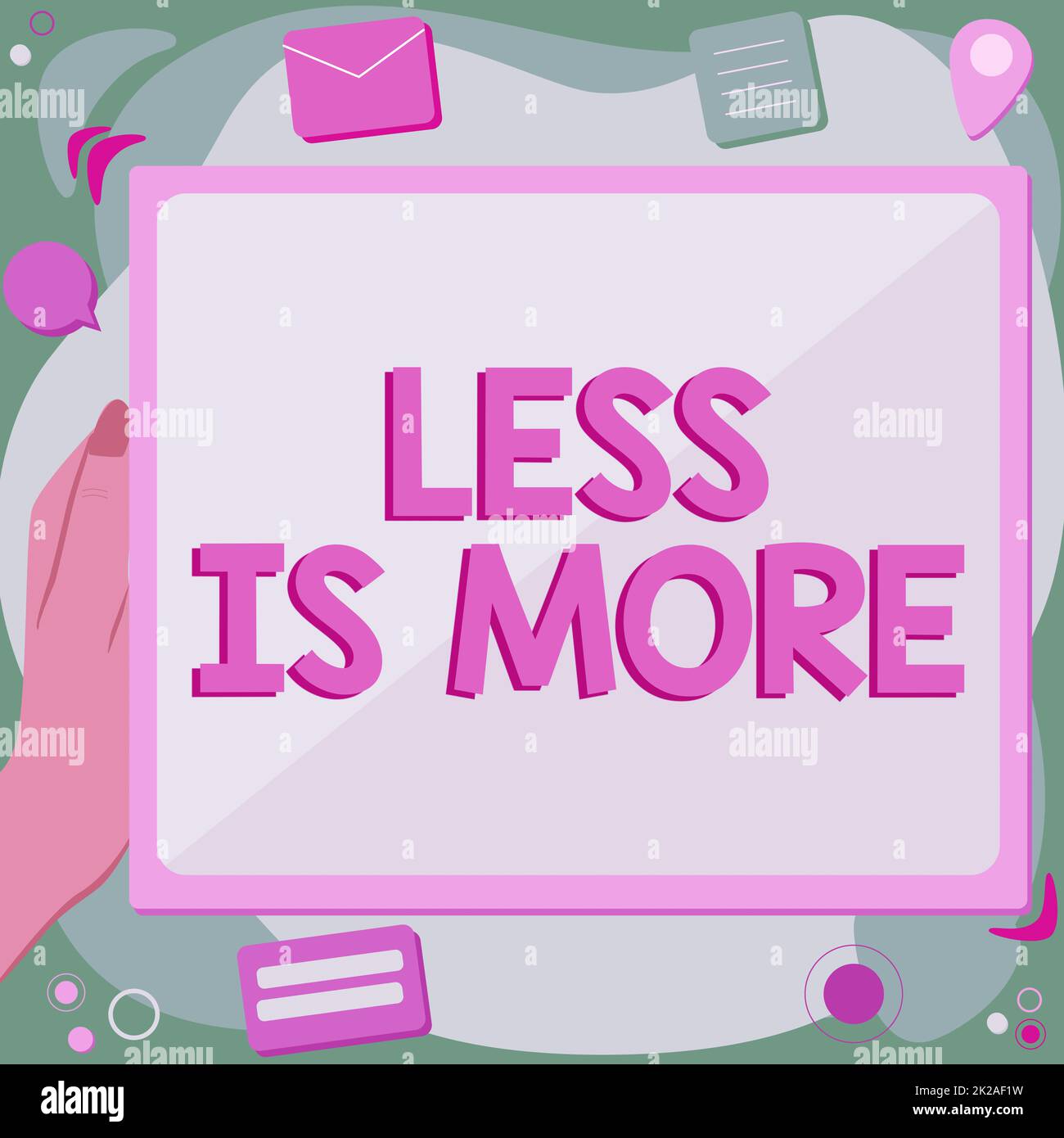 Schild „weniger ist mehr“ anzeigen. Eine Geschäftsidee, die einen minimalistischen Ansatz zum Ausdruck bringt, ist effektiver. Abstrakt Browserverlauf Löschen, Bearbeiten Online-Dateien Organisieren. Stockfoto