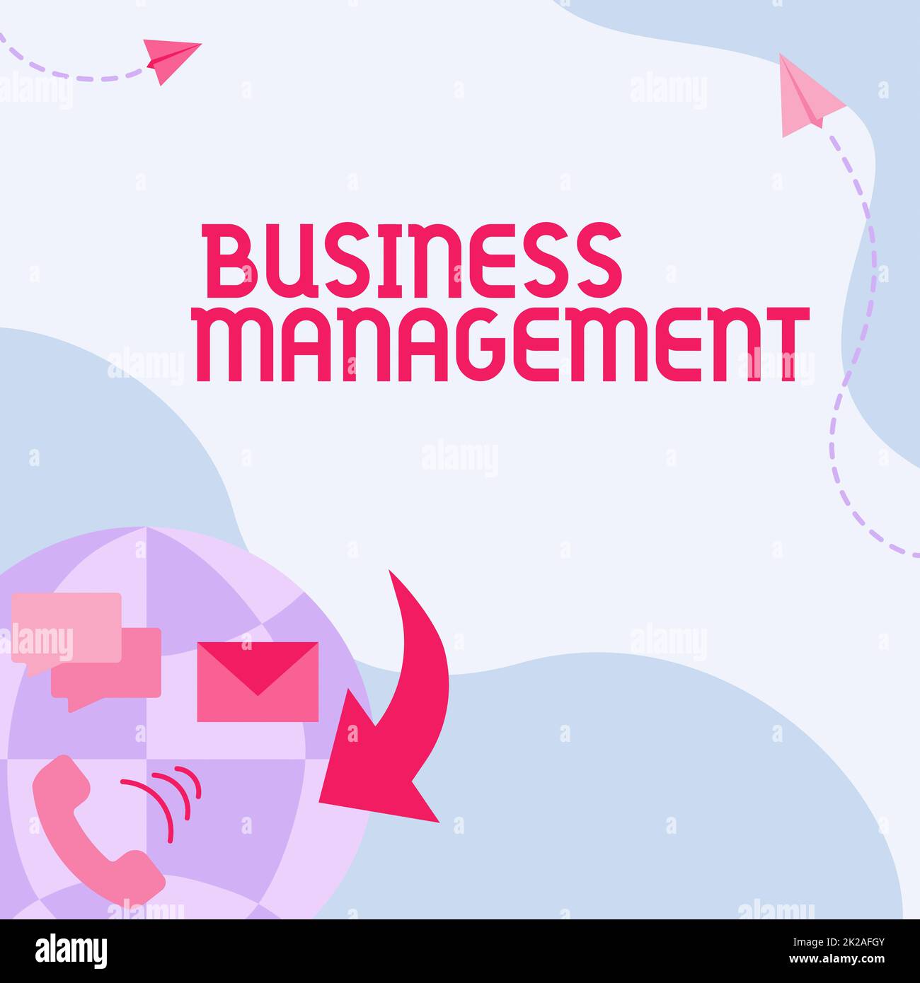 Handschriftlicher Text Business Management. Word für die Beaufsichtigung der Koordination von Business Operations Internet Network Drawing mit Colorful Messaging S. Stockfoto