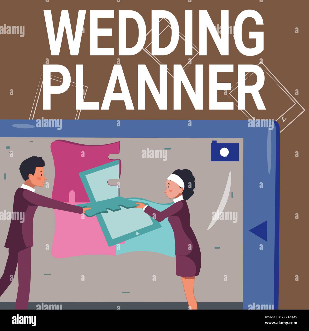 Textunterschrift präsentiert Hochzeitsplaner, Konzept bedeutet, jemand, der Hochzeiten plant und organisiert als Beruf Kollegen Erstellen neuer Projektplan Stockfoto