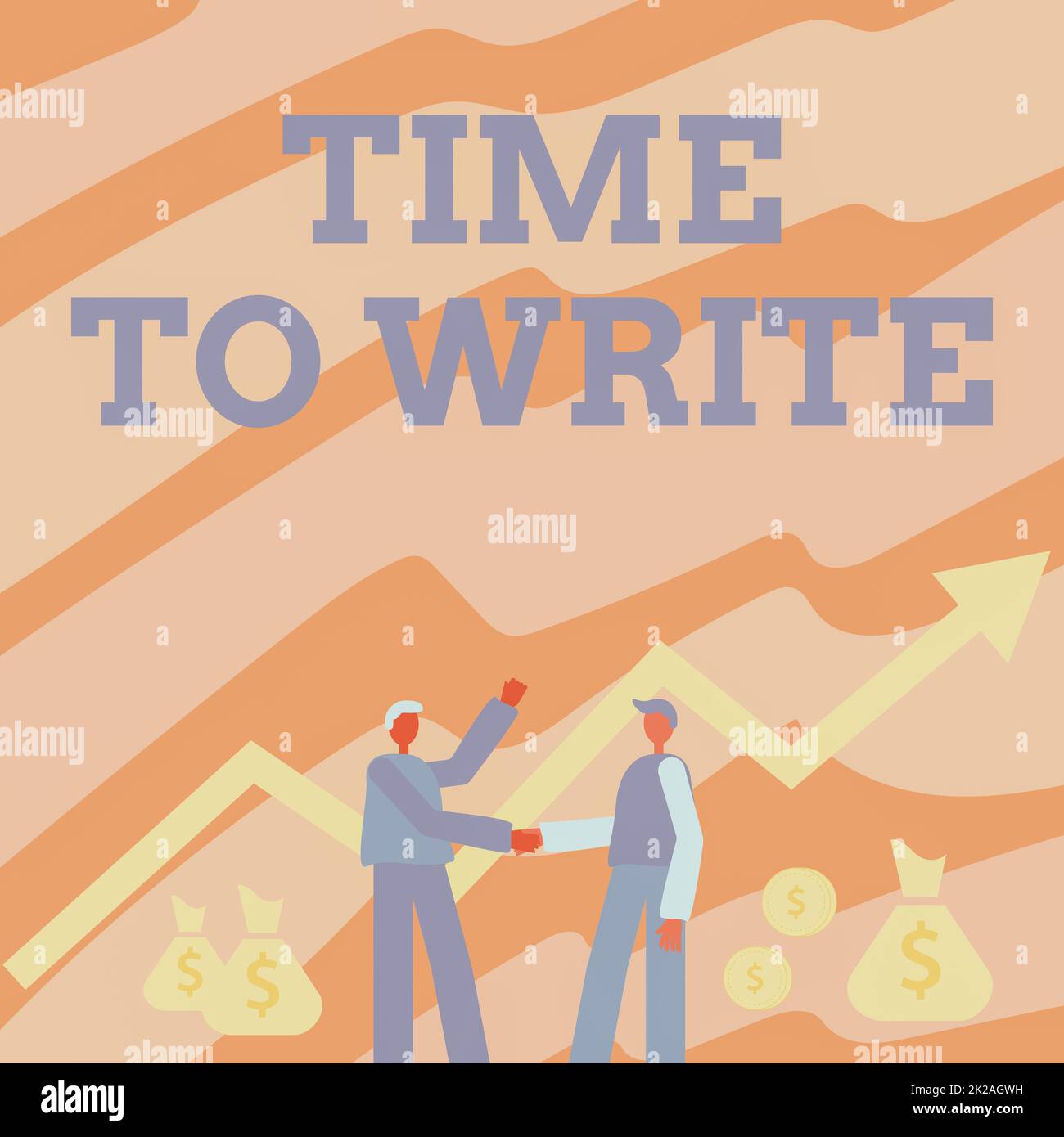 Konzeptionelle Bildunterschrift Time to Write, Business Showcase, um etwas aufzunehmen oder eine Idee in Papier auszudrücken oder zwei Männer zu buchen, die mit Fin die Hände schüttelten Stockfoto