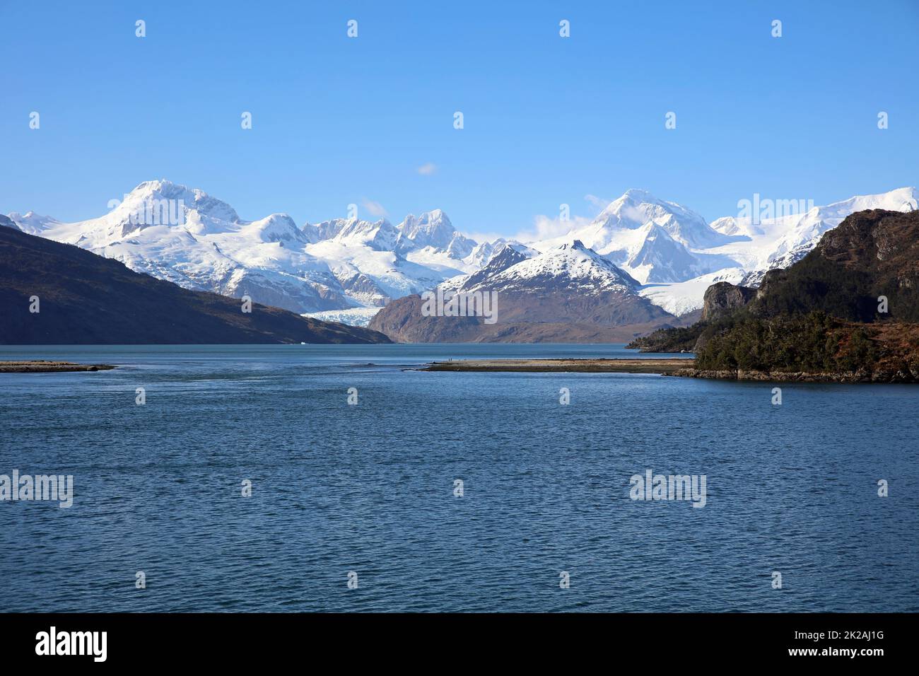 Ainsworth Bay und Marinelli-Gletscher in Patagonien. Chile Stockfoto
