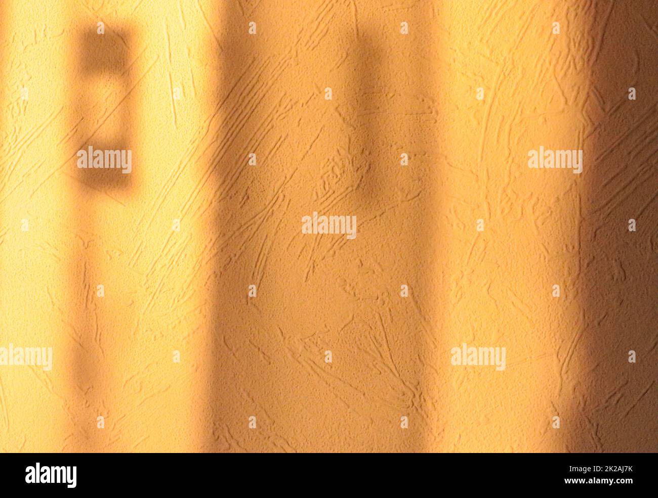 Natürliches Licht mit Sonnentextur an der Wand, natürlicher Schatten-Effekt, Hintergrund und Layout, Sommerkonzept Stockfoto