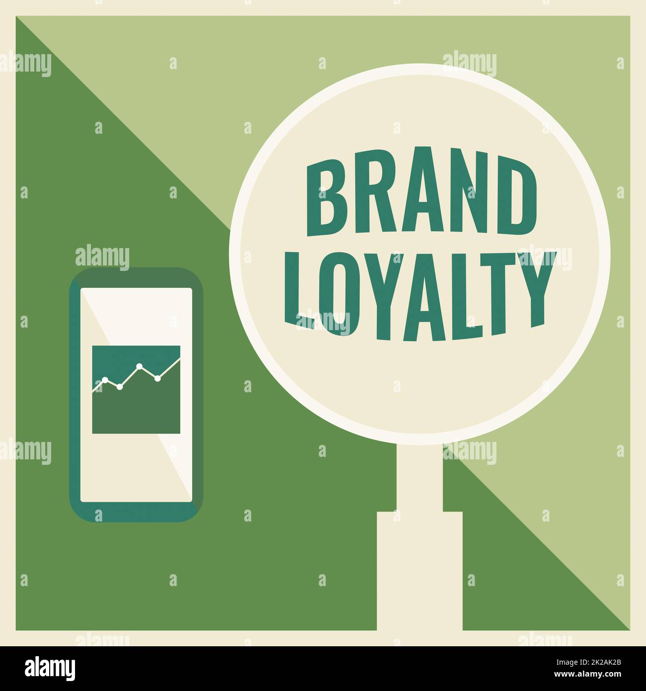 Handschrift Text Marke Loyalität, Geschäftsidee positive Gefühle für eine Marke und Kauf das gleiche Produkt Illustration von Active Smartphone neben Einem La Stockfoto