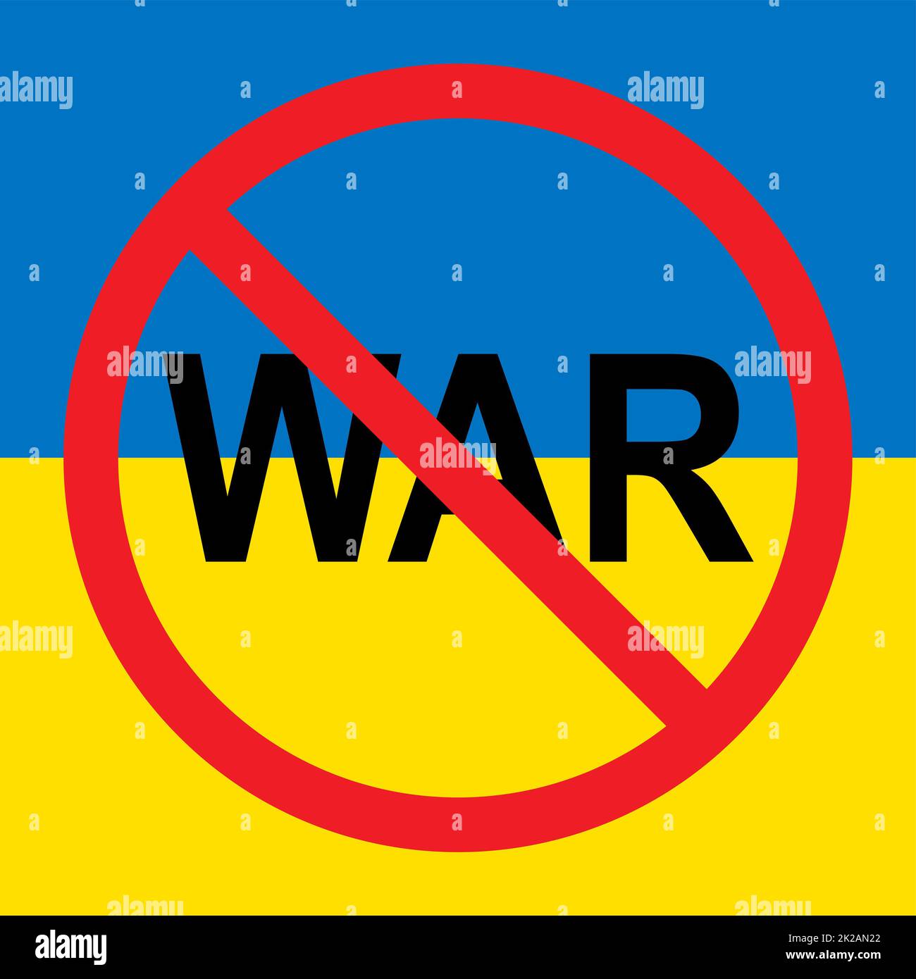 Flagge des unabhängigen Landes der Ukraine, kein Krieg - Vektor Stockfoto