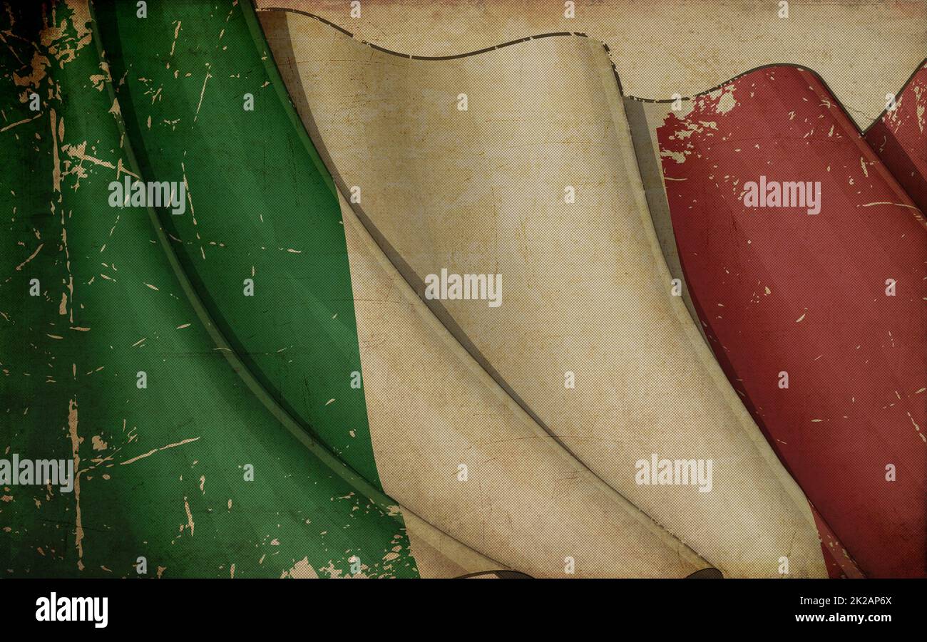Italienische Flagge Altpapier Stockfoto