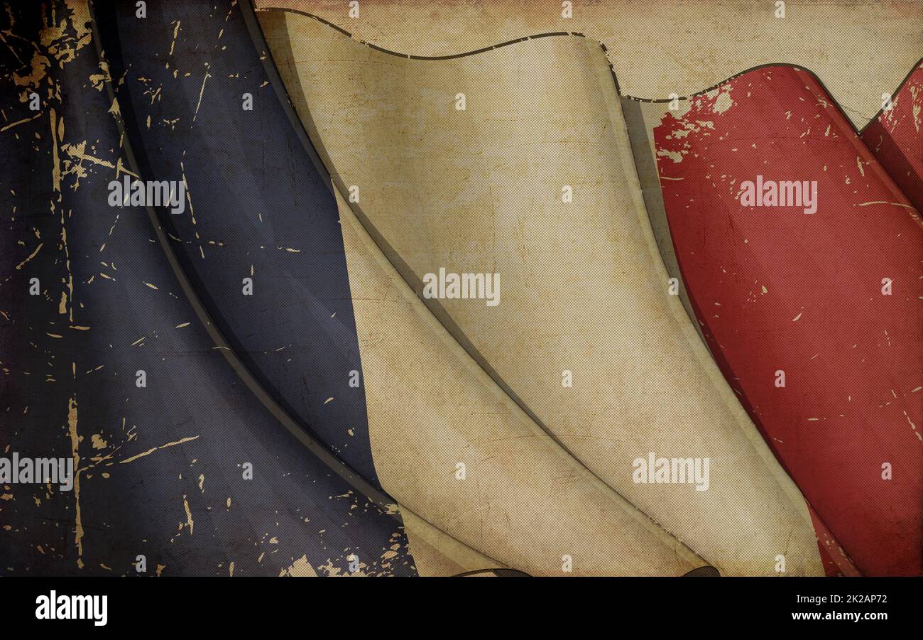 Französische Flagge Altpapier Stockfoto