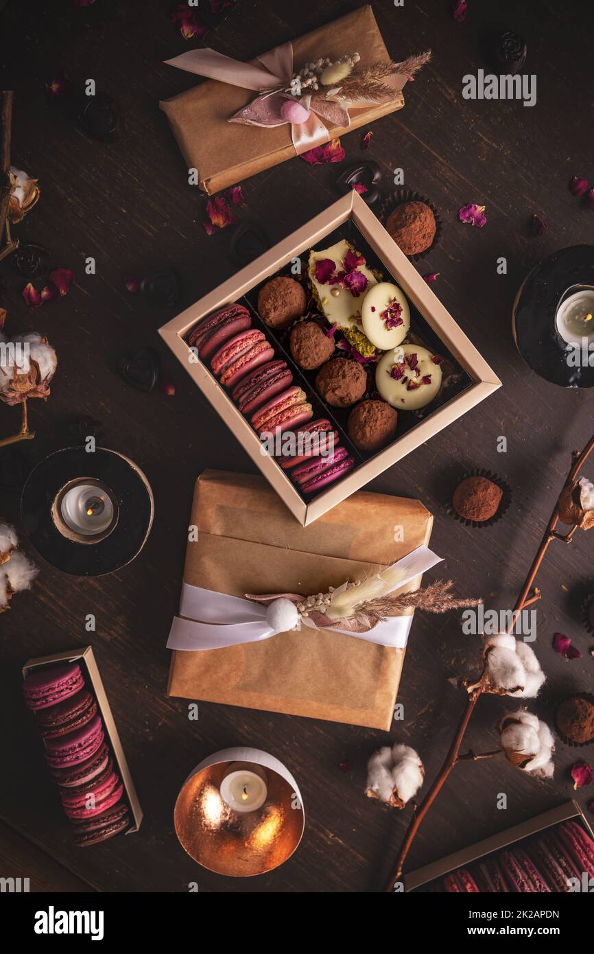 Dessertbox-Komposition Stockfoto