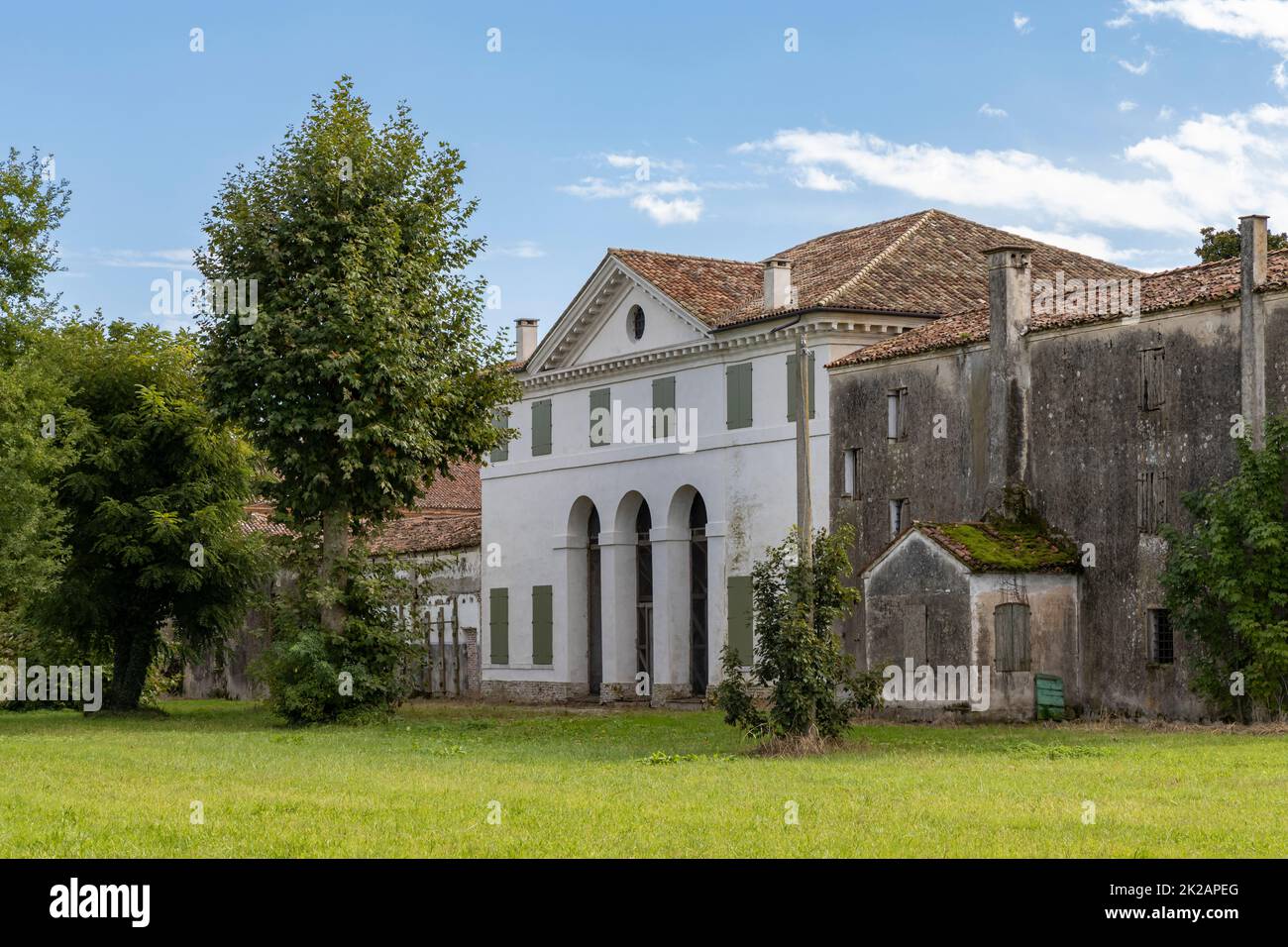 Villa Zeno in der Nähe von Cessalto, UNESCO-Weltkulturerbe, Venetien, Norditalien. Die östlichste Villa, entworfen von der italienischen Renaissancearchitektin Andrea Palladio. Stockfoto