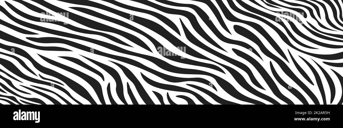 Wellige schwarze und weiße Zebrafellstruktur – Vektor Stockfoto