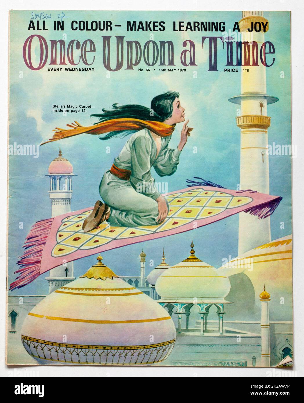 1970er-Ausgabe von Once Upon A Time Childrens Magazine - Magic Carpet Stockfoto