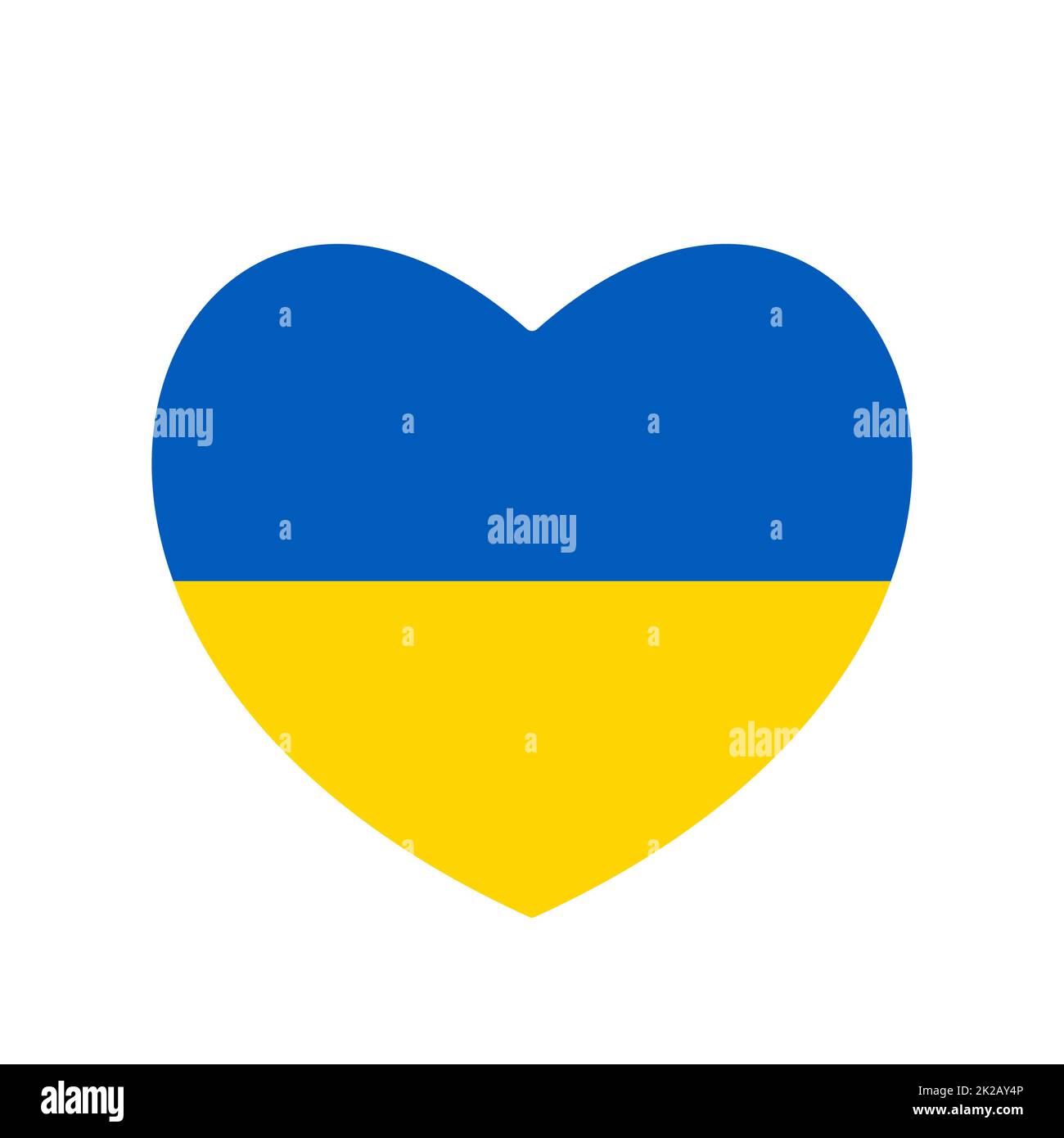 Ein ukrainisches Flaggensymbol in Form eines Herzens. Abstrakte patriotische ukrainische Flagge mit Liebessymbol. Blaue und gelbe konzeptionelle Idee - mit der Ukraine im Herzen. Unterstützung des Landes während der Besatzung. Stockfoto
