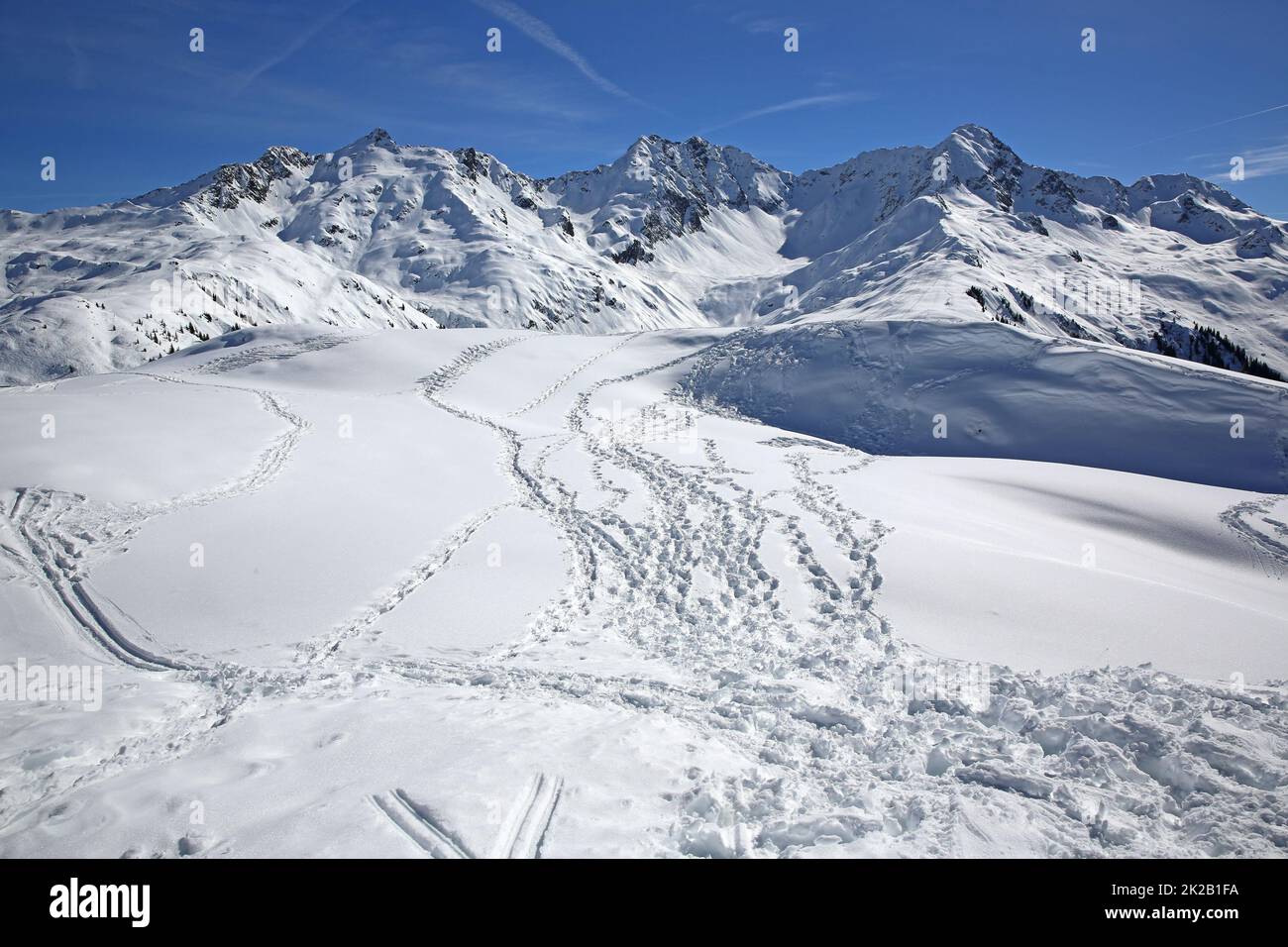 Europäische Alpen im Winter. Vorarlberg. Österreich Stockfoto