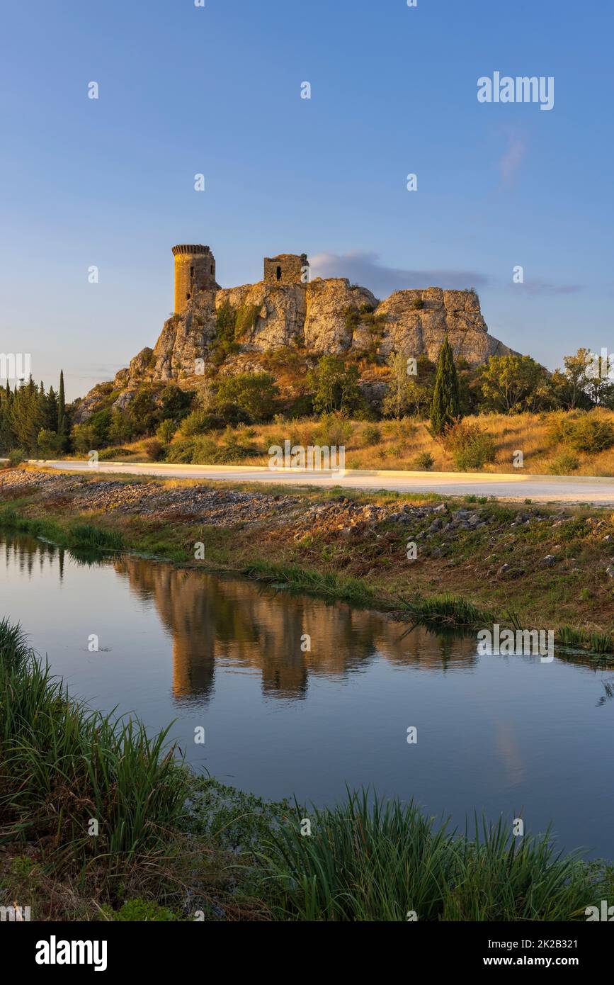 Ruinen des Chateau de lÂ in der Nähe des Chateauneuf-du-Pape, Provence, Frankreich Stockfoto