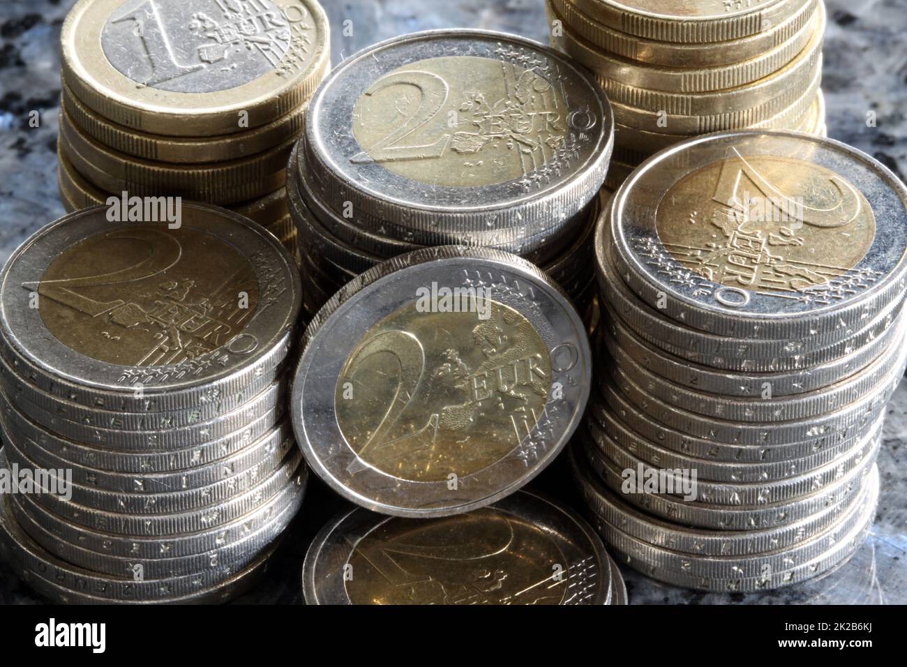 Stapel von Euro-münzen Stockfoto