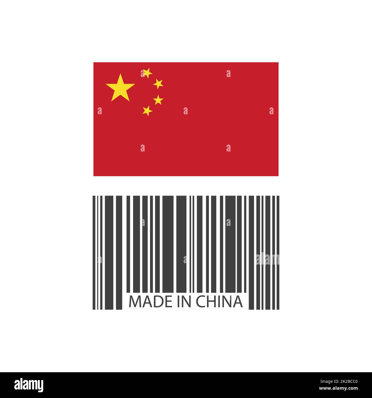 Barcode hergestellt in china auf weißem Hintergrund - Vektor Stockfoto