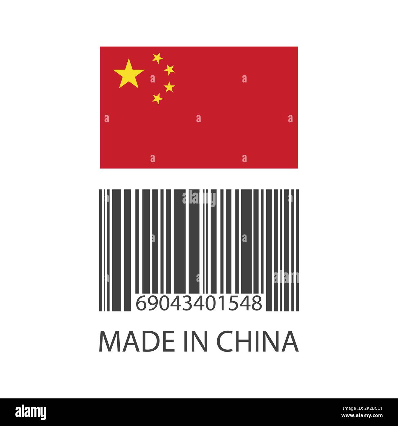 Barcode hergestellt in china auf weißem Hintergrund - Vektor Stockfoto