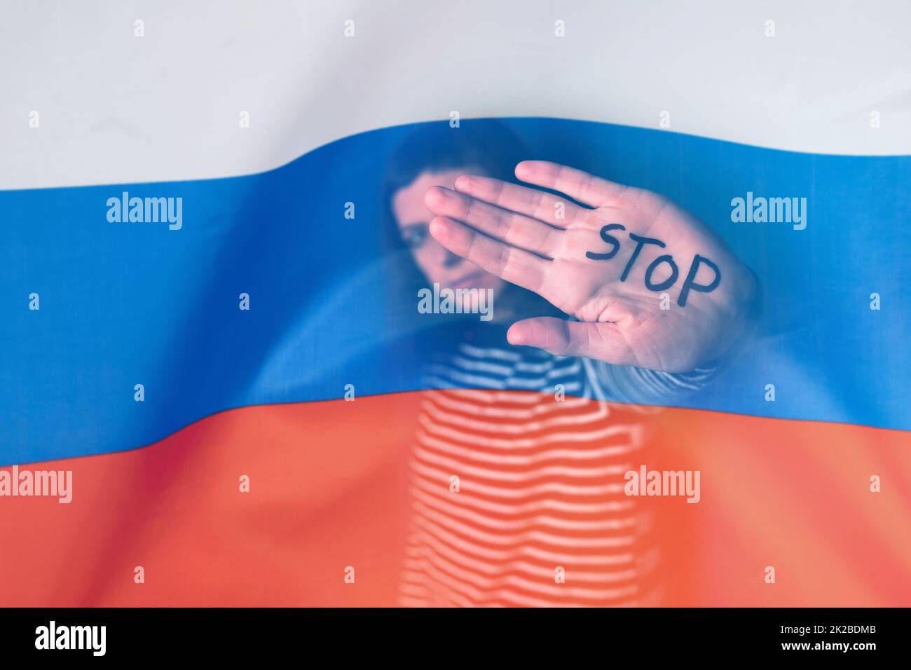 Krieg in der Ukraine. Stopp-Krieg-Konzept. Menschenrechtsverletzungen. Stockfoto