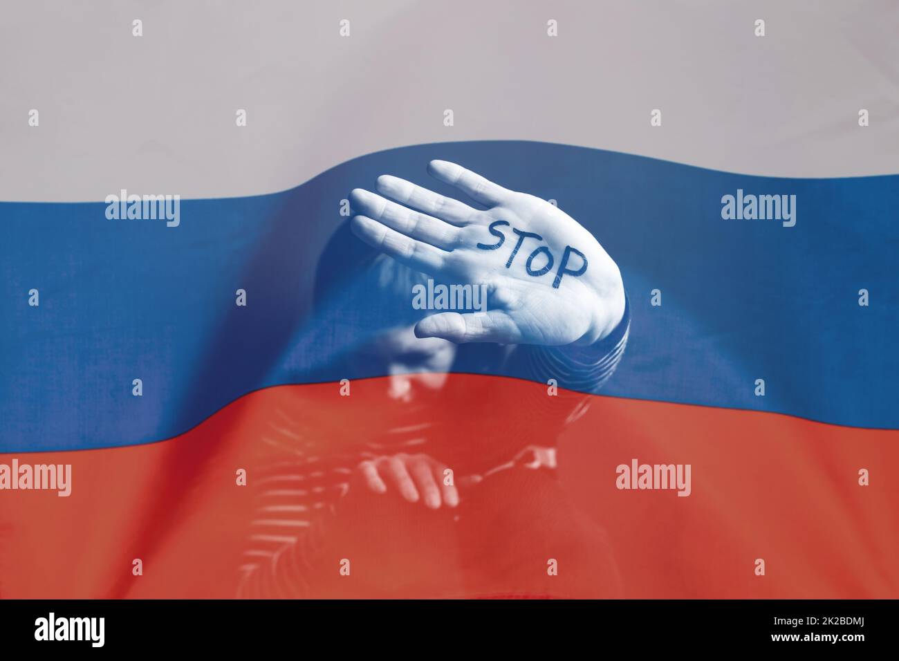 Krieg in der Ukraine. Stopp-Krieg-Konzept. Menschenrechtsverletzungen. Stockfoto