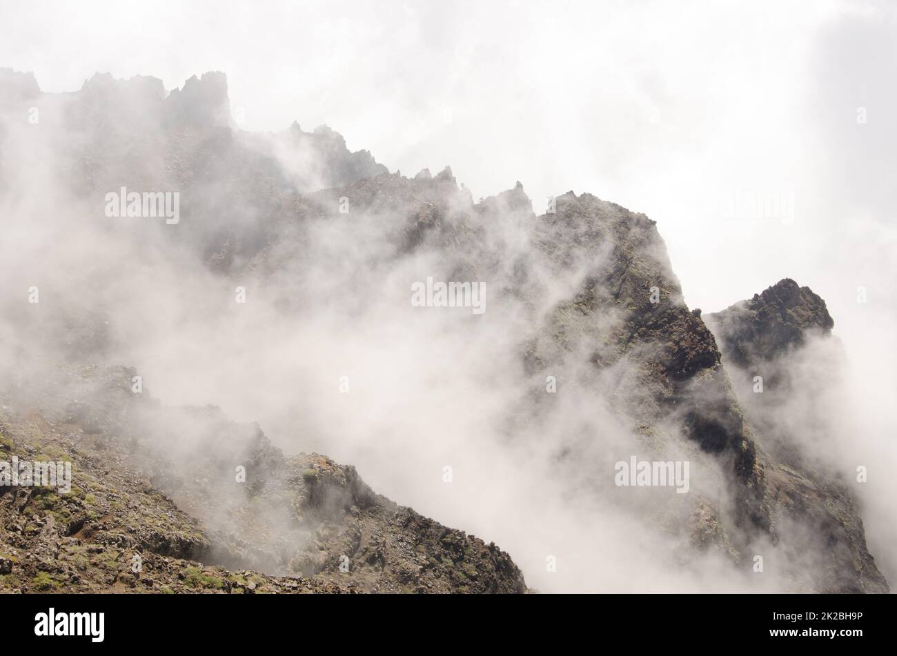 Klippen des Nationalparks Caldera de Taburiente. Stockfoto