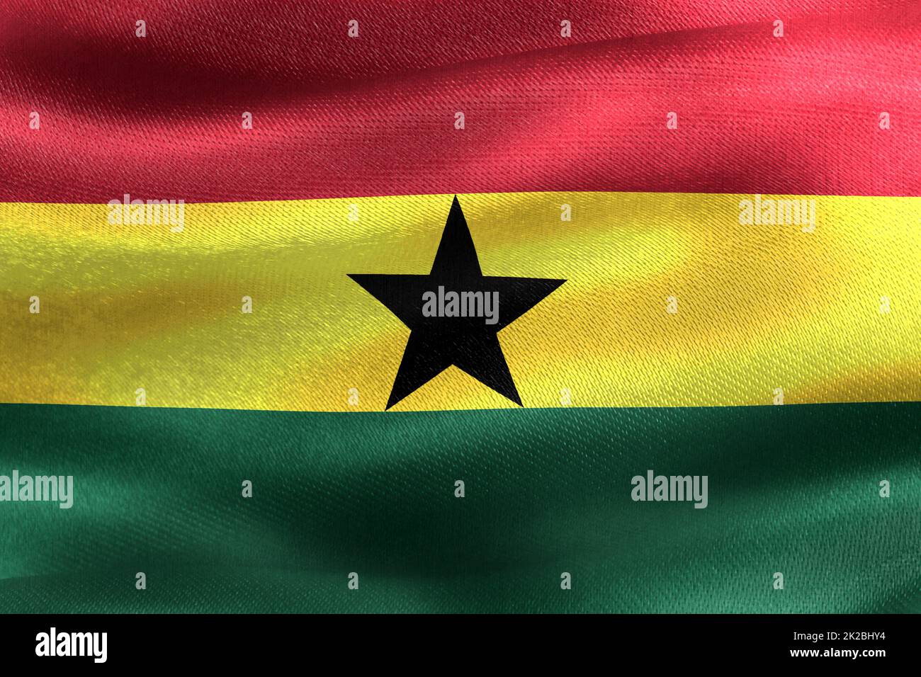 Ghana Flagge - realistische wehende Stoff Flagge Stockfoto