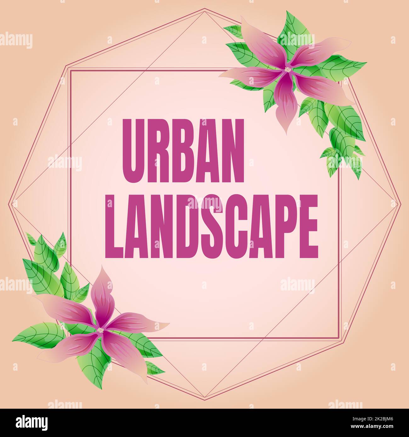 Text mit Inspiration Urban Landscape, Word für Bilder, die Szenen in einer Stadt erfassen, die ein riesiger Rahmen sein kann, der mit bunten Blumen und verziert ist Stockfoto