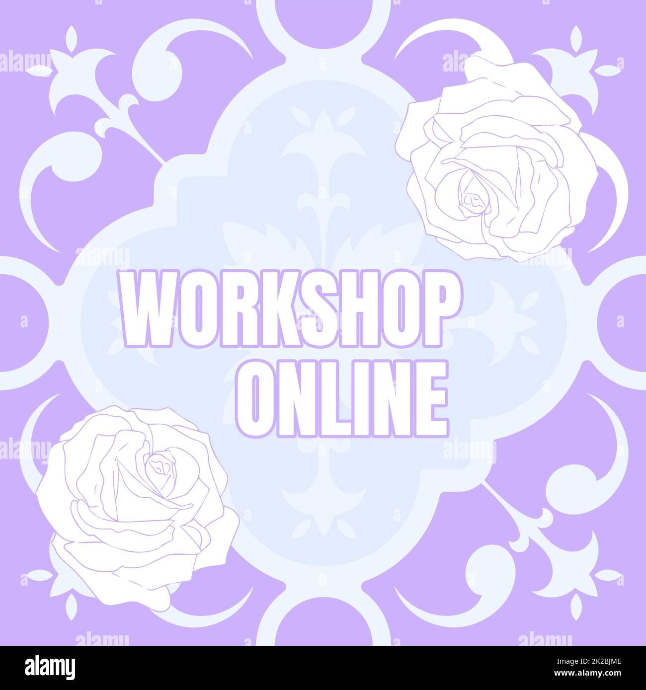 Handschriftenschild Workshop Online, Business Idea Gruppe der Vorführung in intensiver Diskussion und Aktivität Blank Frame mit abstraktem Modus dekoriert Stockfoto