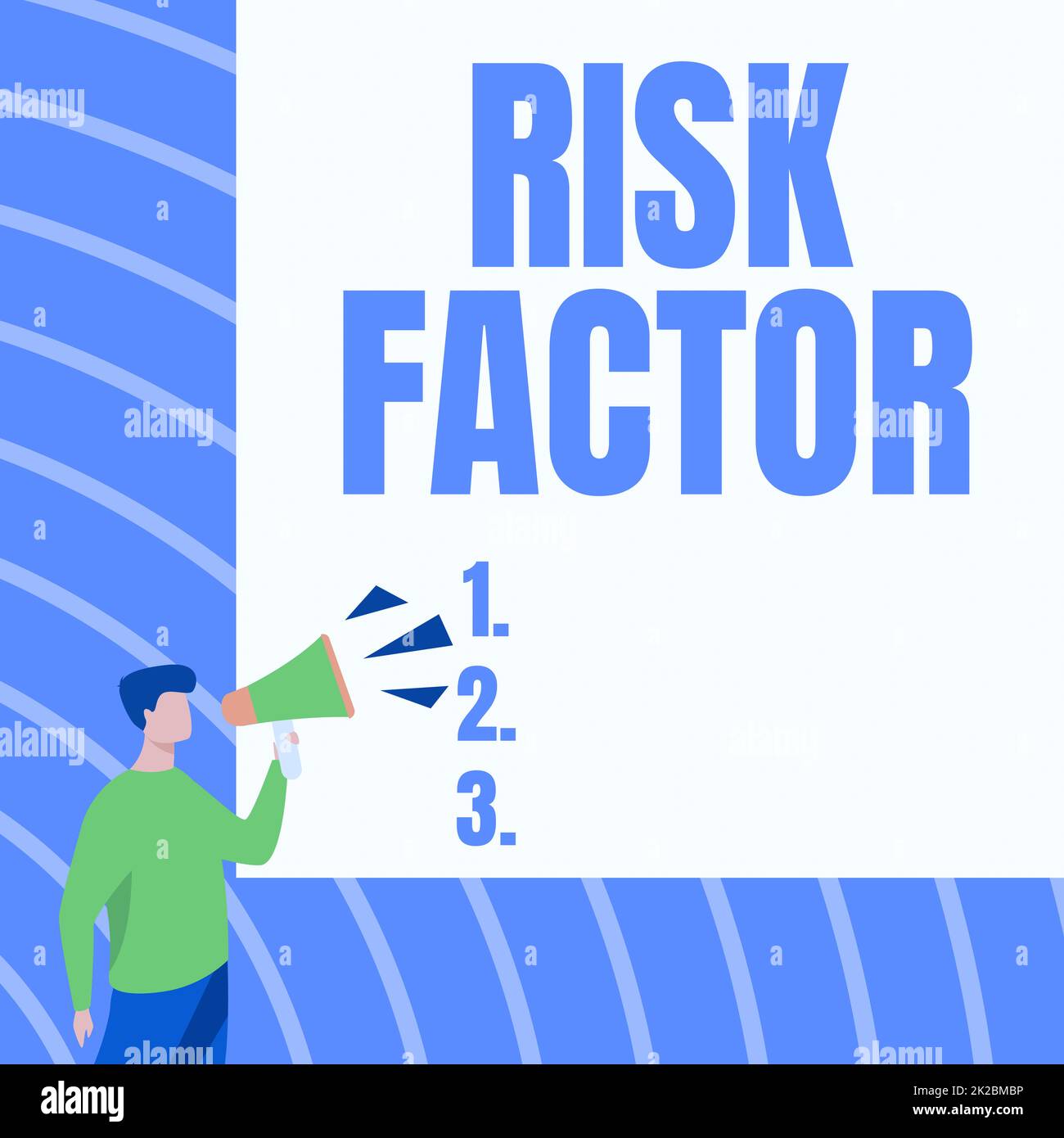 Handgeschriebenes Zeichen Risikofaktor. Geschäftsüberblick Charakteristik, die den Prozentsatz des Erwerbs einer Krankheit Geschäftsmann Zeichnen über Megaphone Make New Announcement erhöhen kann. Stockfoto