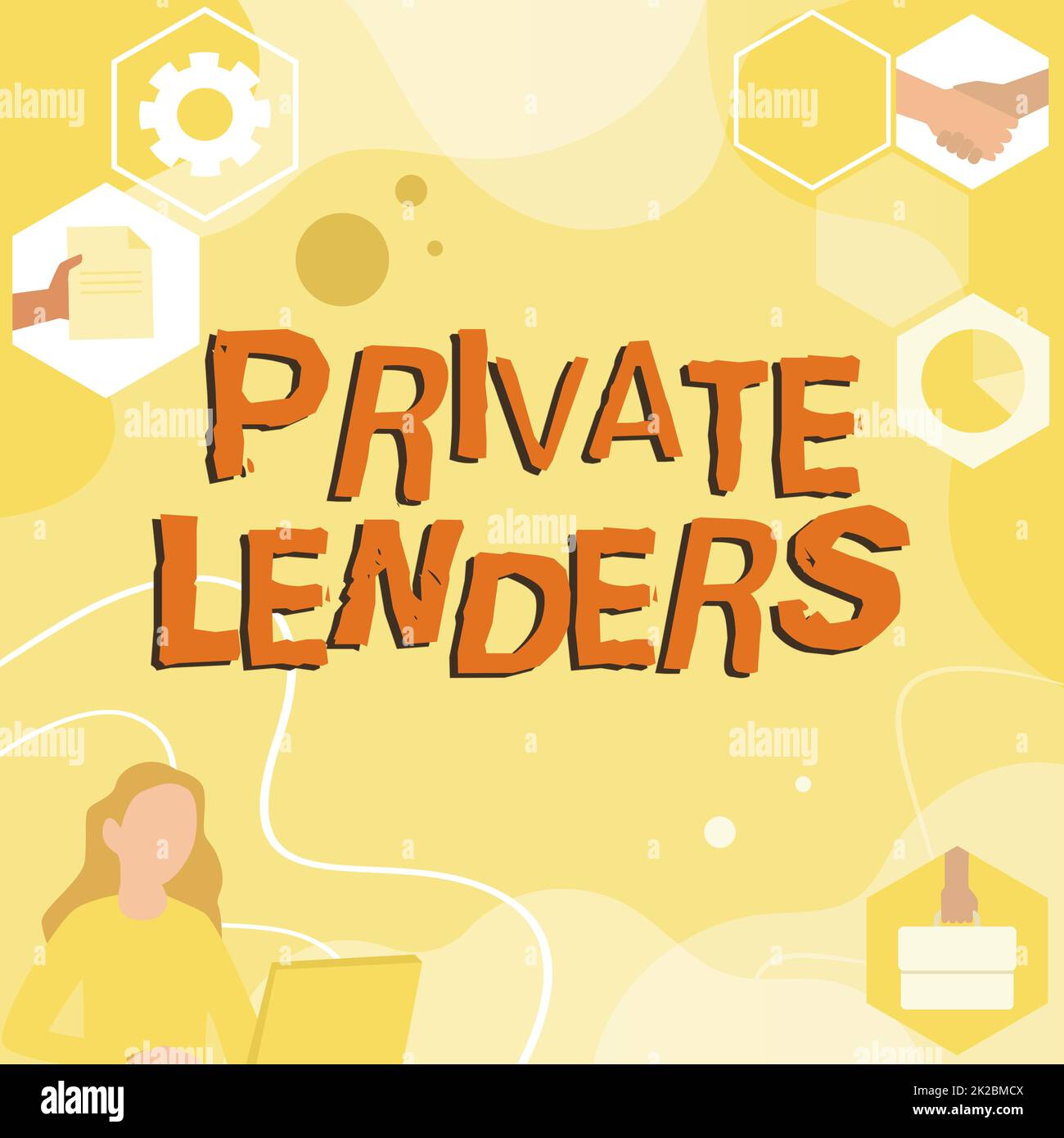 Handgeschriebenes Schild Private Lender. Konzept bedeutet eine Person oder ein Unternehmen, die/das Geld leiht, um Frauen innovatives Denken zu zeigen und Ideen für eine stabile Zukunft zu entwickeln. Stockfoto