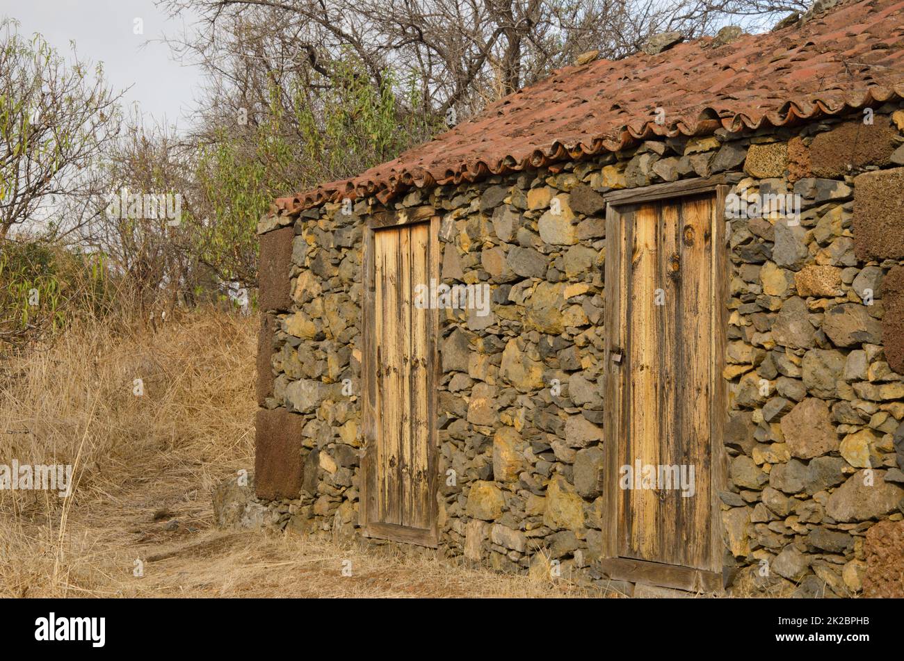 Steinhaus in Las Tricias. Stockfoto