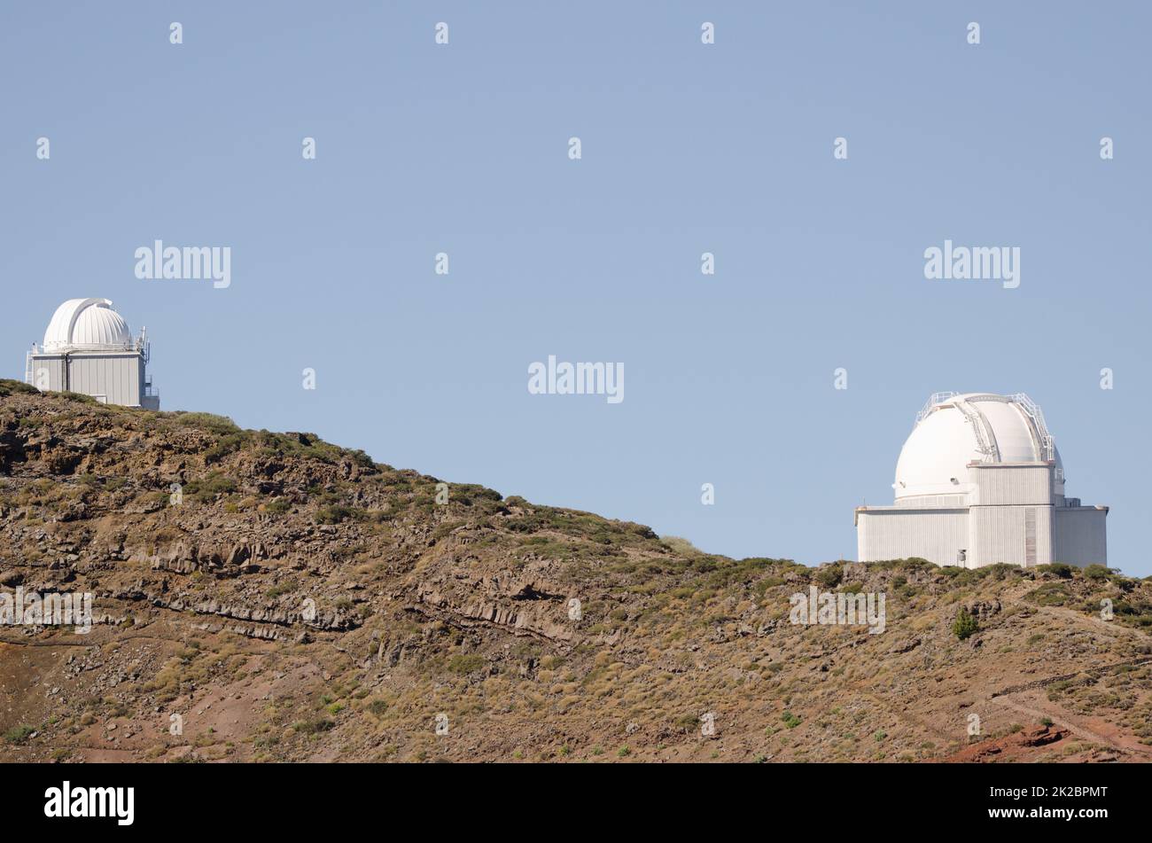 Teleskope des Astrophysikalischen Observatoriums von Roque de Los Muchachos. Stockfoto