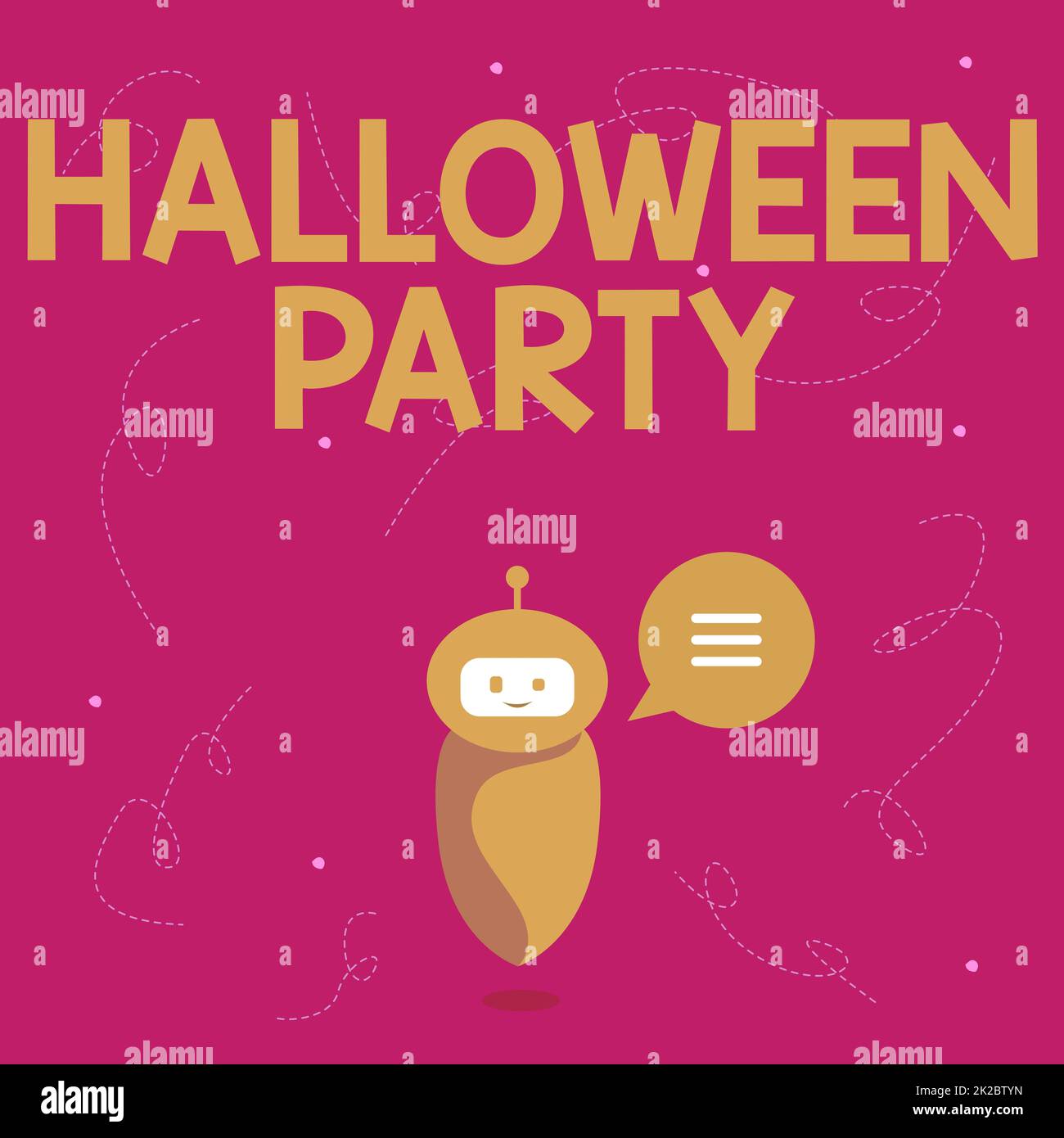 Text mit Inspiration zur Halloween-Party. Konzept bedeutet kurz vor dem westlichen christlichen Festmahl des süßen schwimmenden Roboters All Hallows Day, der uns neue wunderbare Informationen in Einer Chat Cloud erzählt. Stockfoto