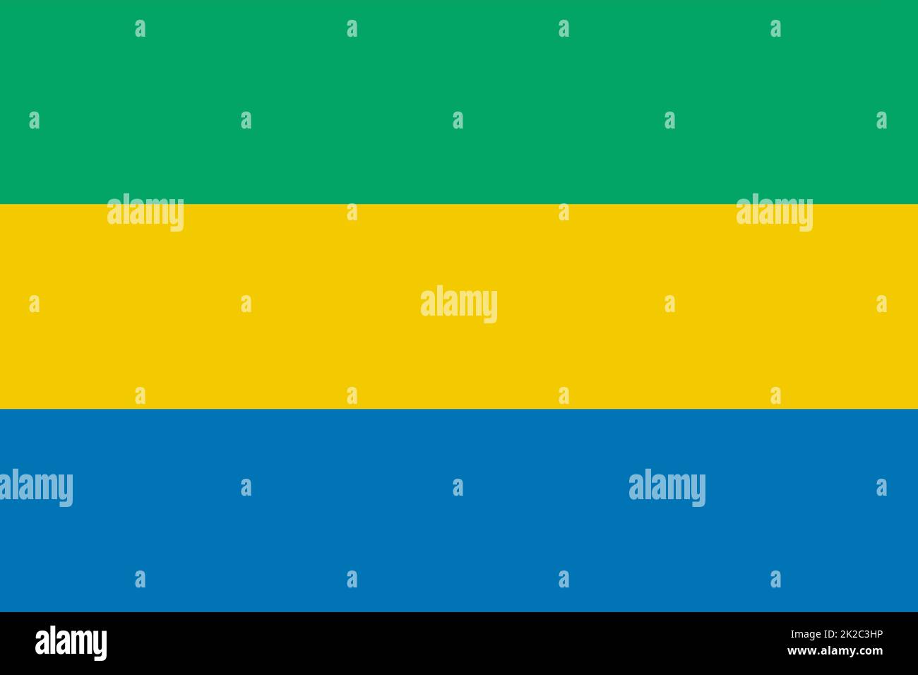 Hintergrund der Gabun-Flagge: Grün gelb blau Stockfoto