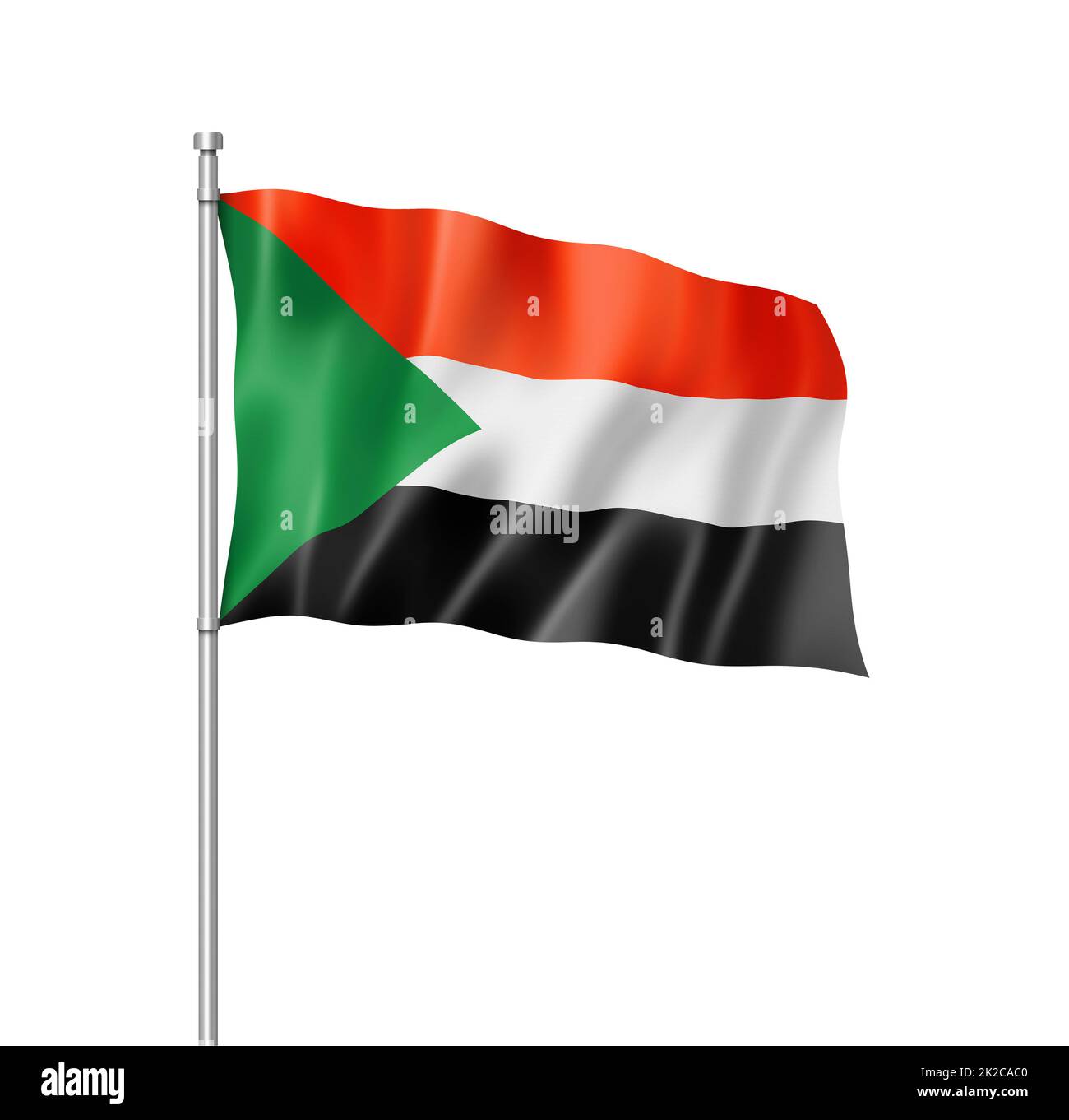 Sudanesische Flagge isoliert auf Weiß Stockfoto