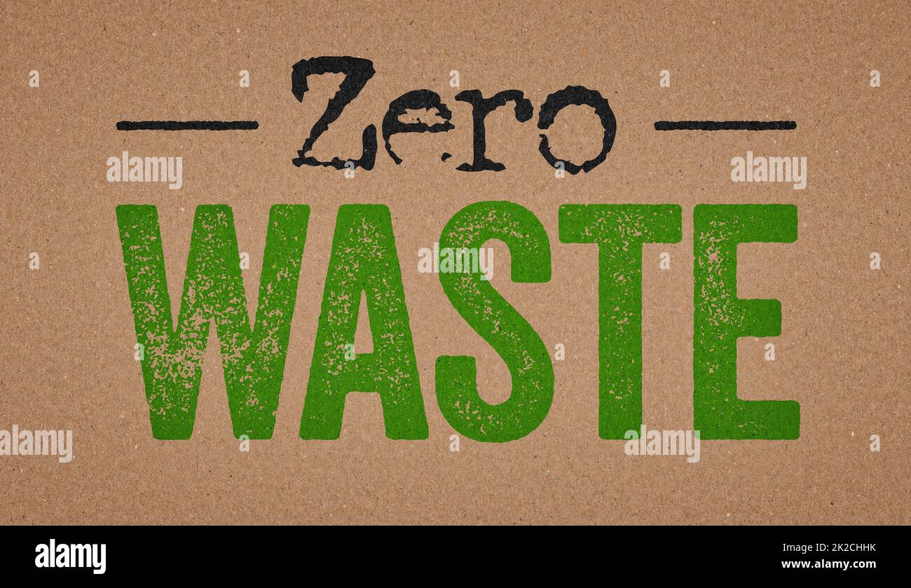 Zero Waste geschrieben auf einem Retro-Papier Hintergrund Stockfoto