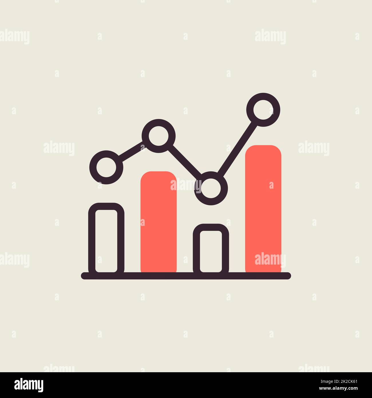 Grafik in trendigen Umrisssymbole. Finanzzeichen Stockfoto