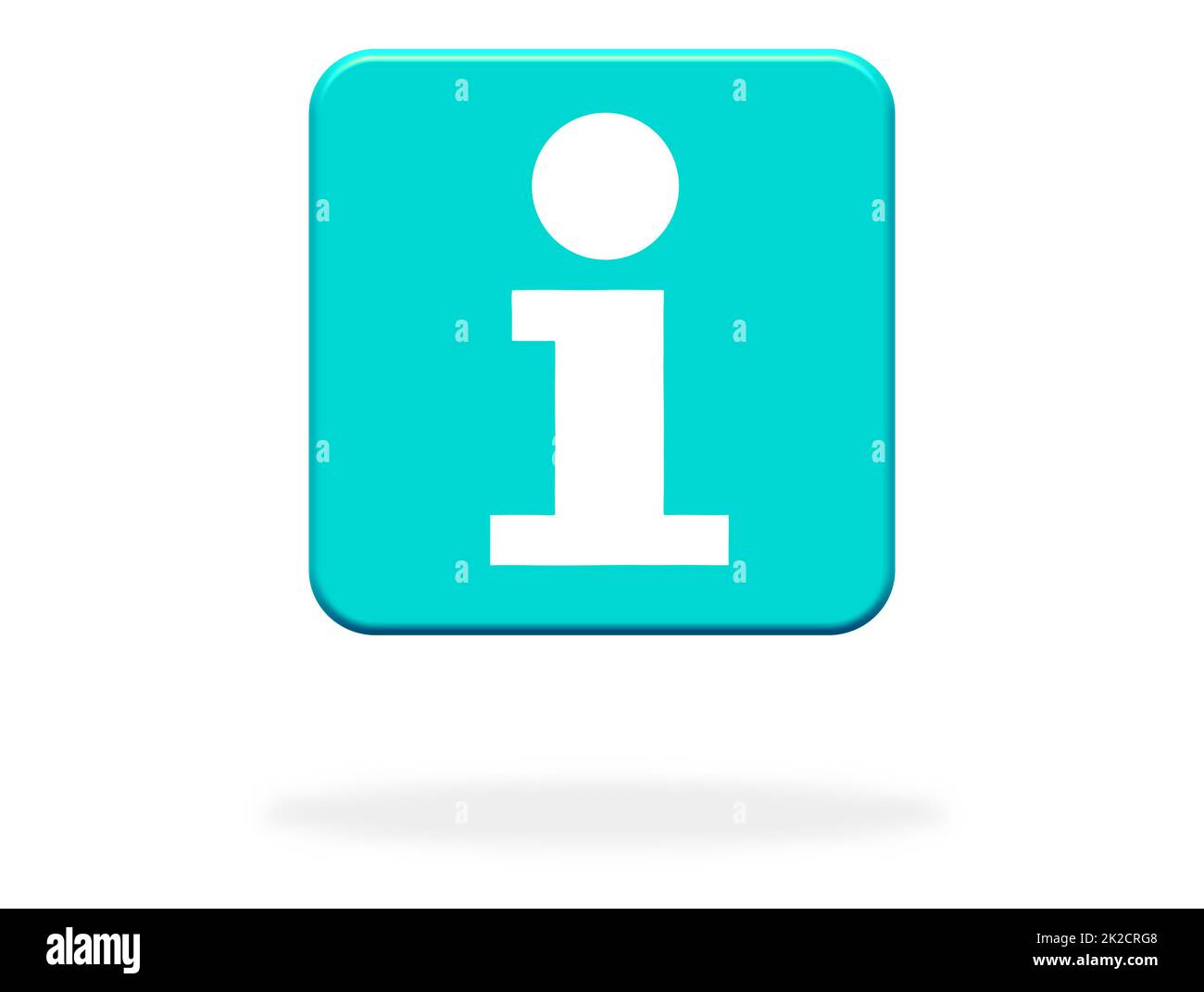 Informationssymbol auf hellblauer Taste mit Schatten Stockfoto