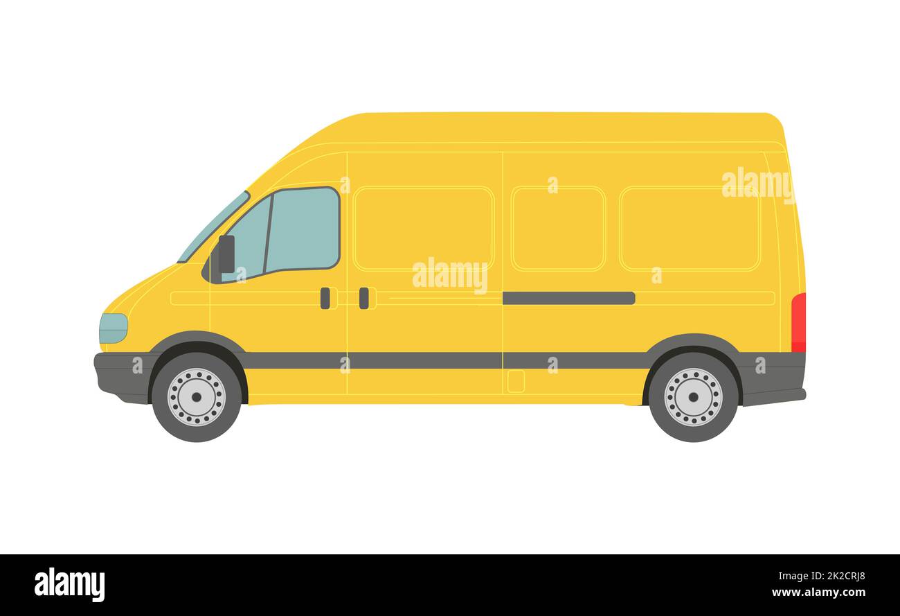 Großer gelber Lieferwagen auf weißem Hintergrund - Vektor Stockfoto