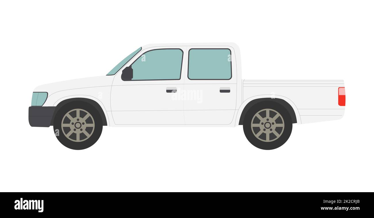 Großer weißer Pickup-Truck isoliert auf weißem Hintergrund - Vector Stockfoto