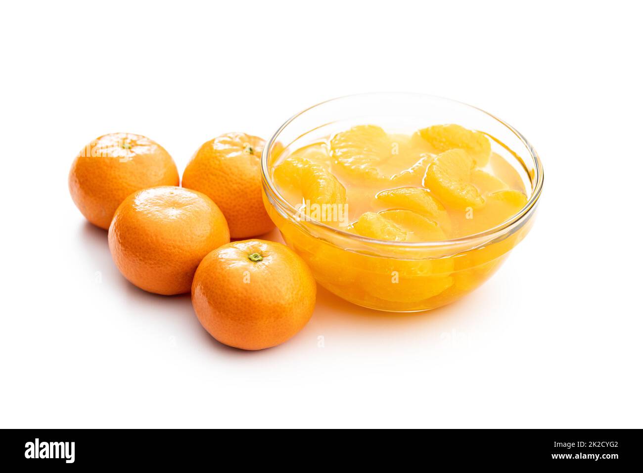 Mandarinenkonserven. Eingelegte Mandarinen. Stockfoto