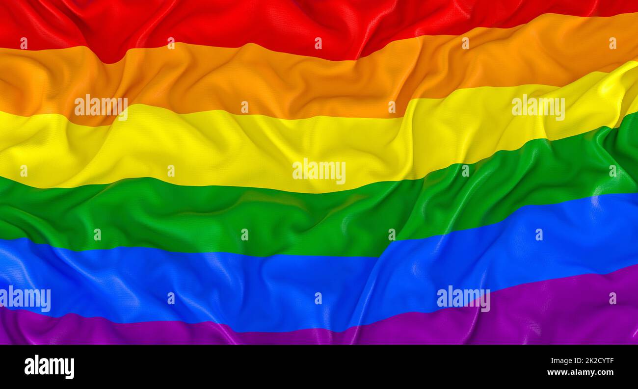 lgbtq-Flagge mit regenbogenstreifen. Stockfoto
