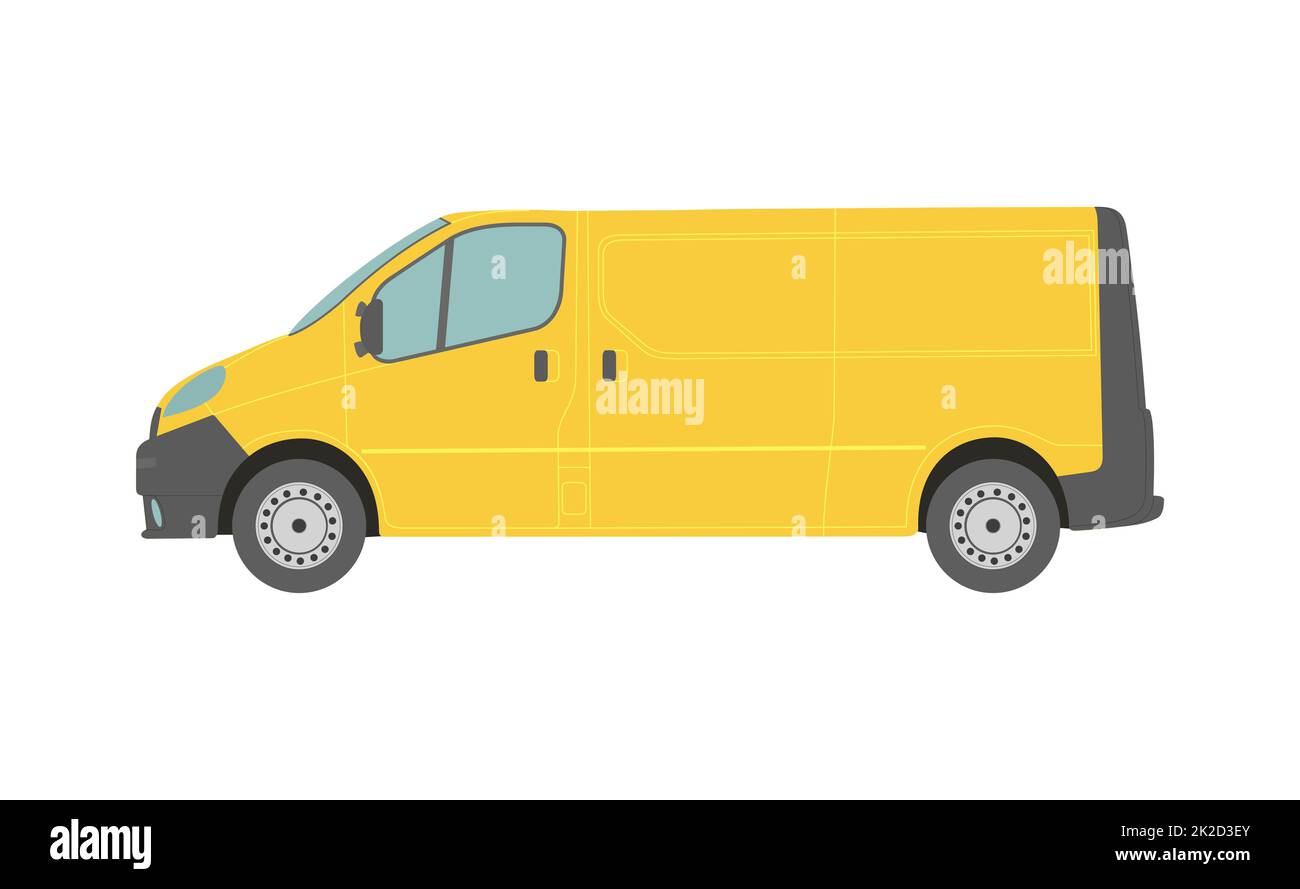 Großer gelber Lieferwagen auf weißem Hintergrund - Vektor Stockfoto