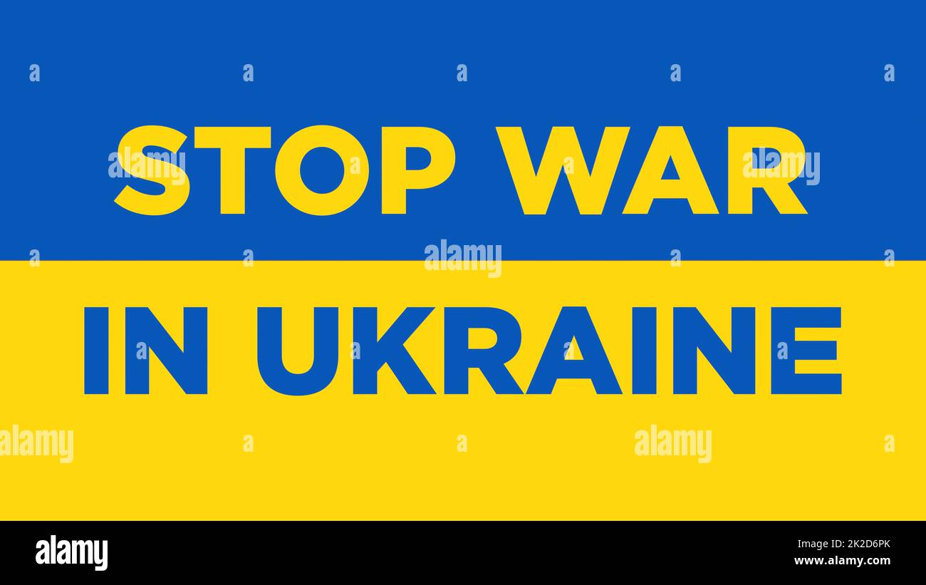 Stop Krieg in der Ukraine Konzept in Flagge Hintergrund Stockfoto