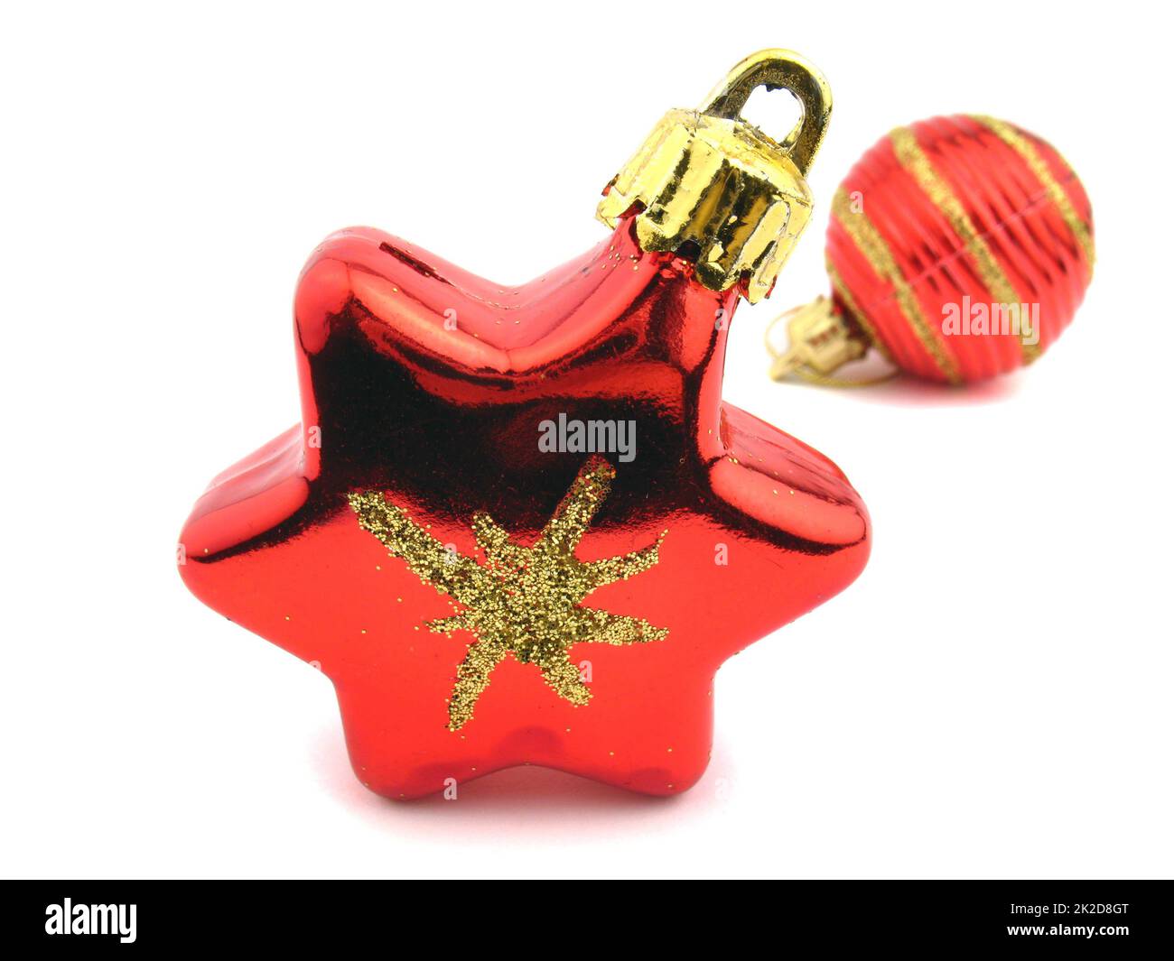 Foto eines Weihnachtssterns für den Weihnachtsbaum in Rot Stockfoto