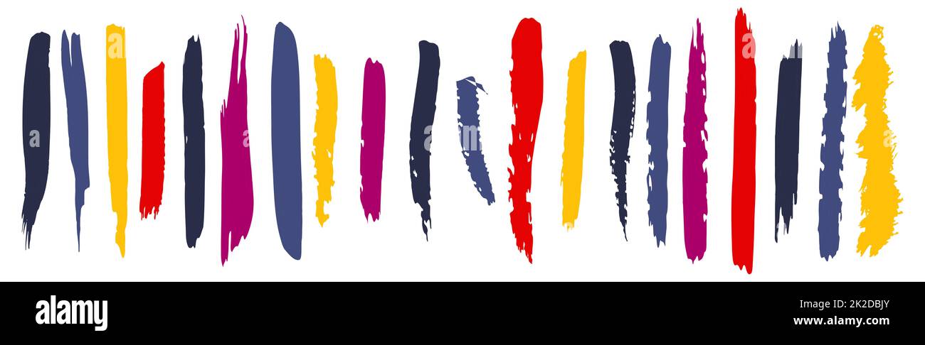 Satz von verschiedenen Konturen mit farbiger Farbe auf weißem Hintergrund - Vektor Stockfoto