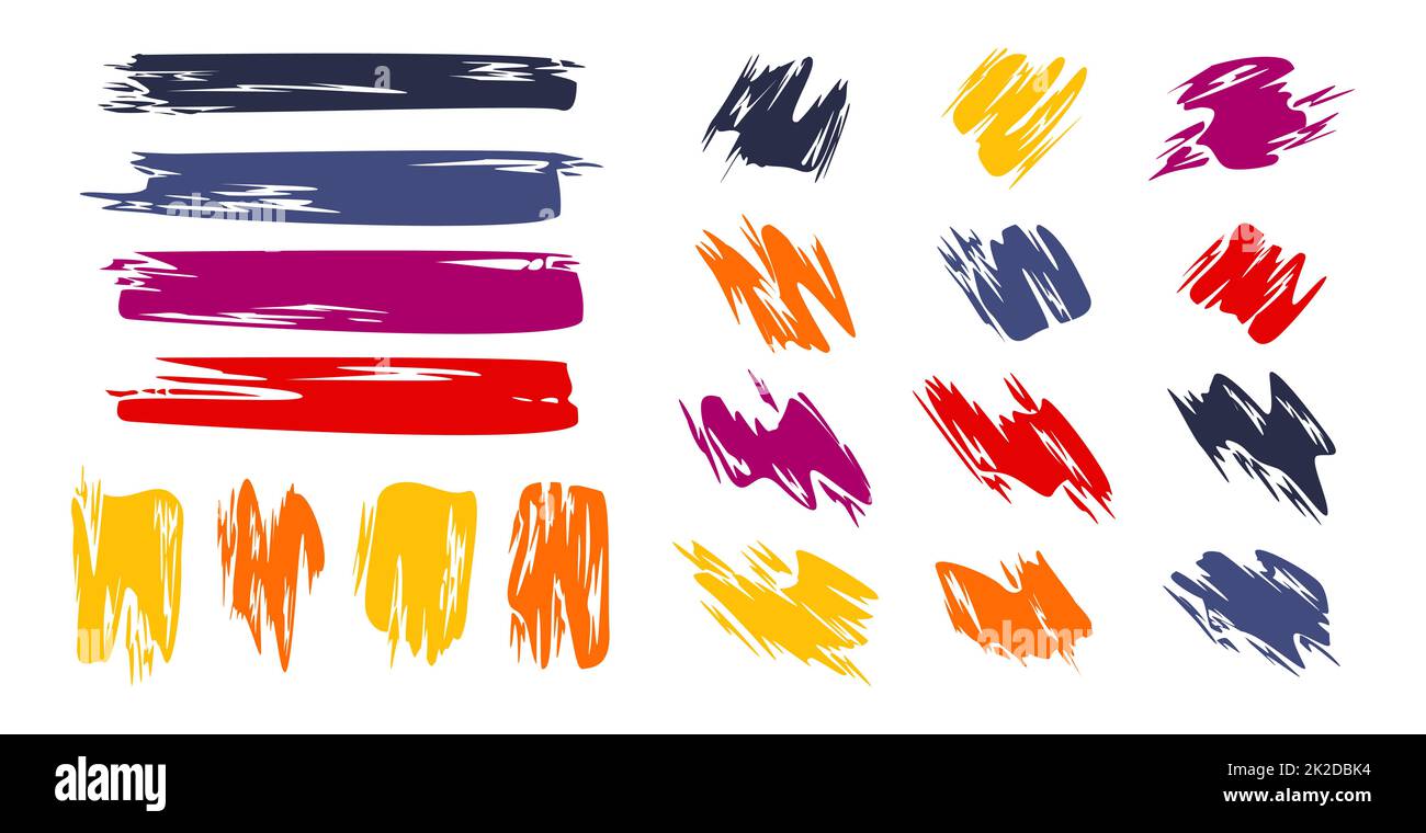Satz von verschiedenen Konturen mit farbiger Farbe auf weißem Hintergrund - Vektor Stockfoto