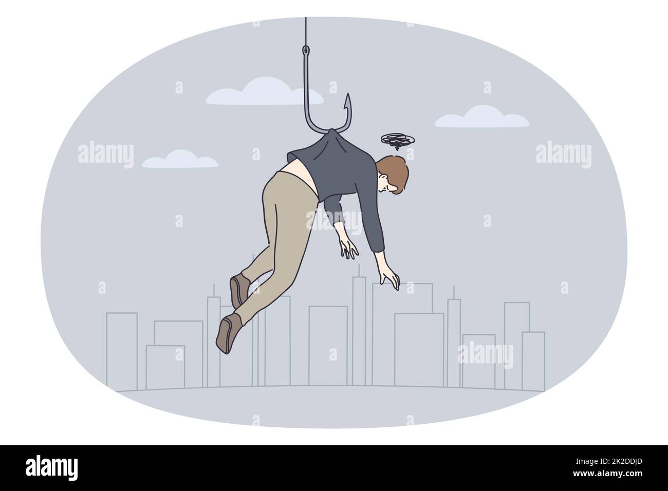 Ein Mann mit Hang-on-Hook leidet an Depressionen Stockfoto