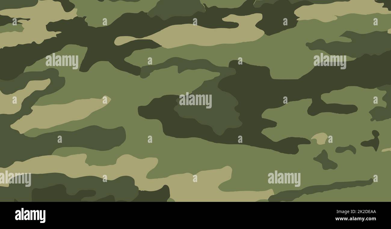 Panoramafarbe mit grüner Armeeblümchenstruktur - Vektor Stockfoto